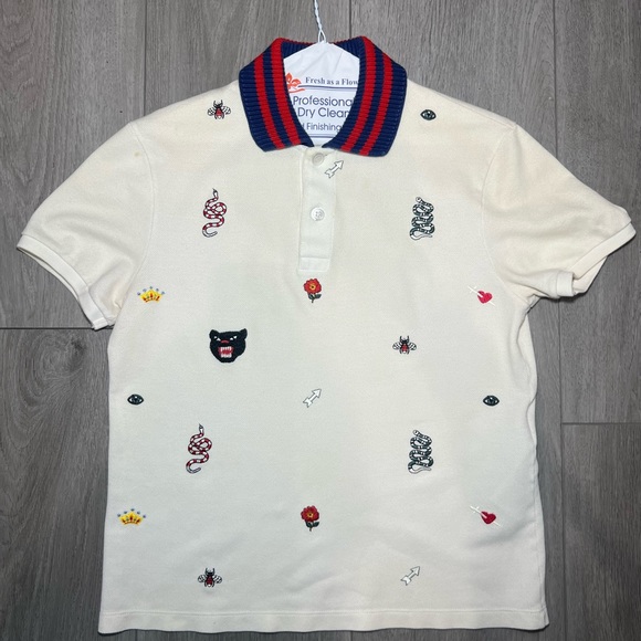 Gucci Polo T-Shirt White Small Mens - Picture 1 of 8